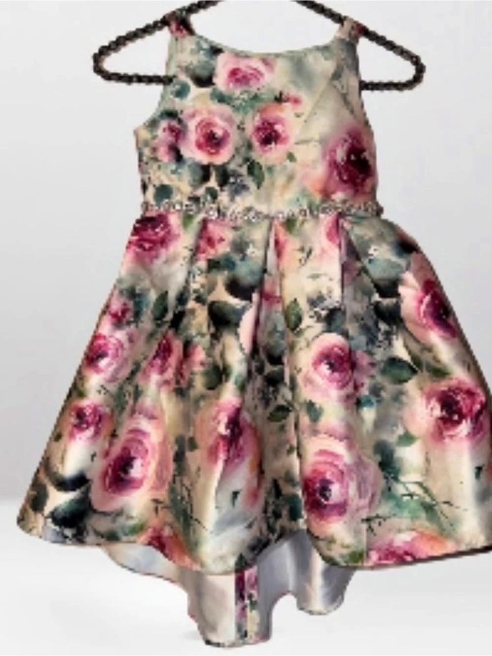 Rare Editions Glitter Mesh High Low Rose Dress 3T/3